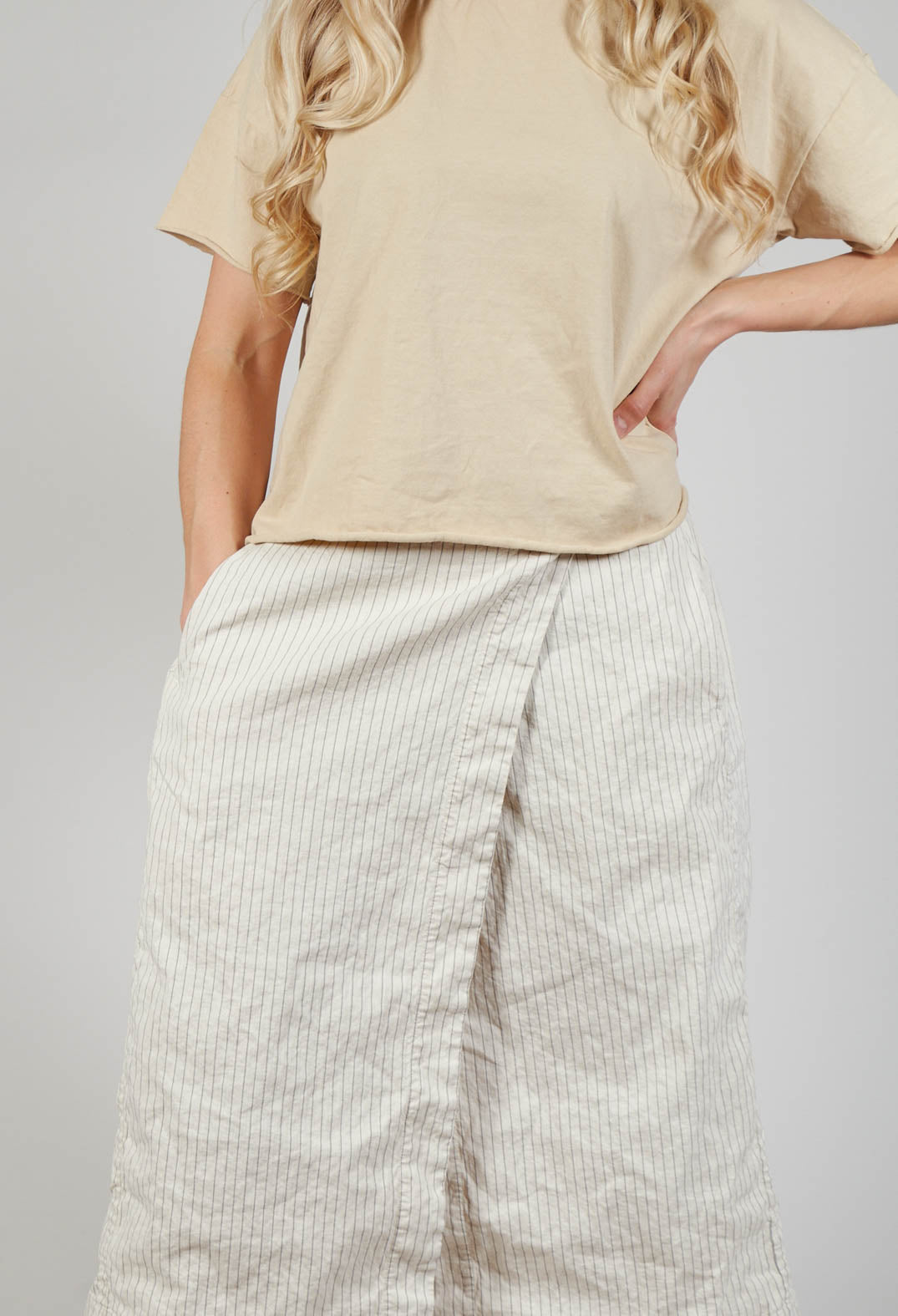 Pinstriped Wrap Skirt in Natural