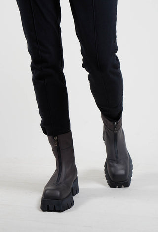 Platfrom Zip Up Boots in Gasoline Londra