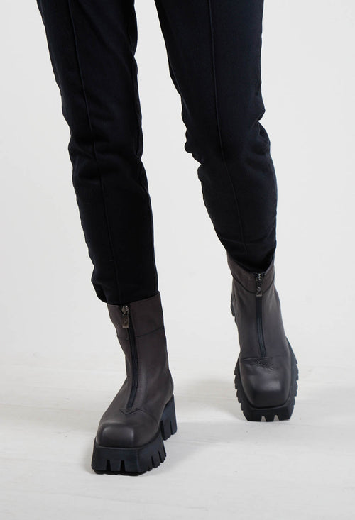 Platfrom Zip Up Boots in Gasoline Londra