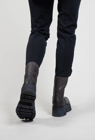Platfrom Zip Up Boots in Gasoline Londra