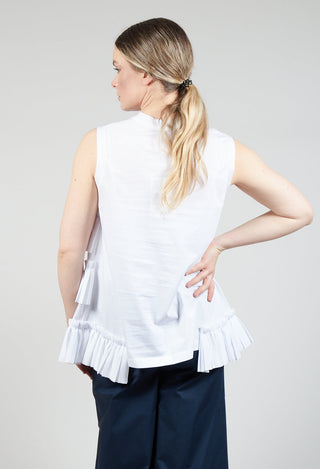 Pleat Detail Jersey Top in White