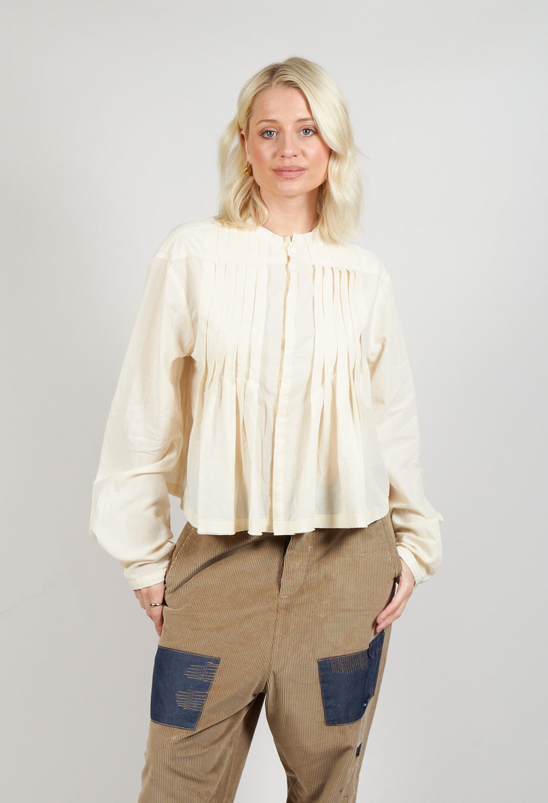 Pleat Shirt in Cream