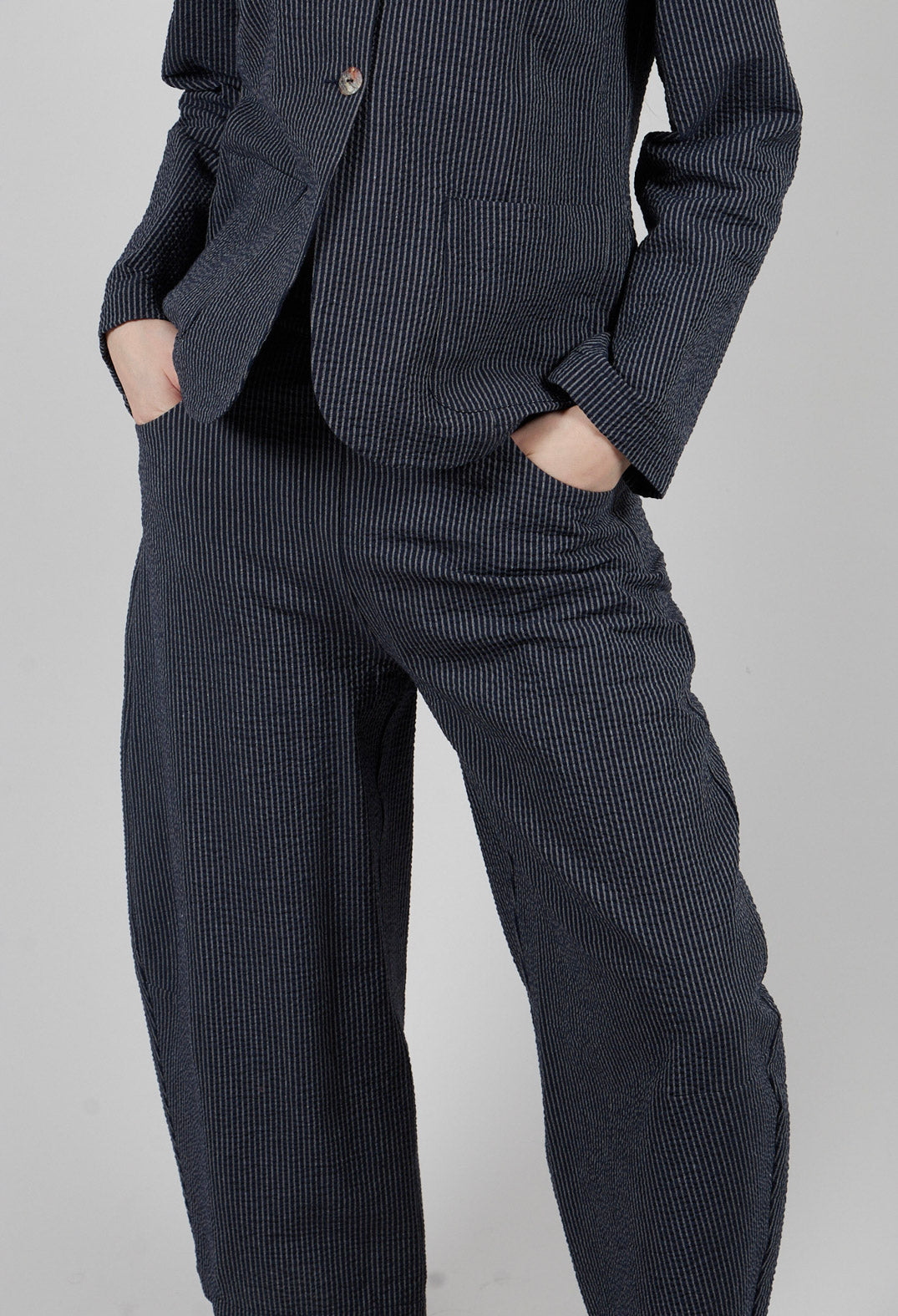 Pleat Trousers with Stretch in Blue