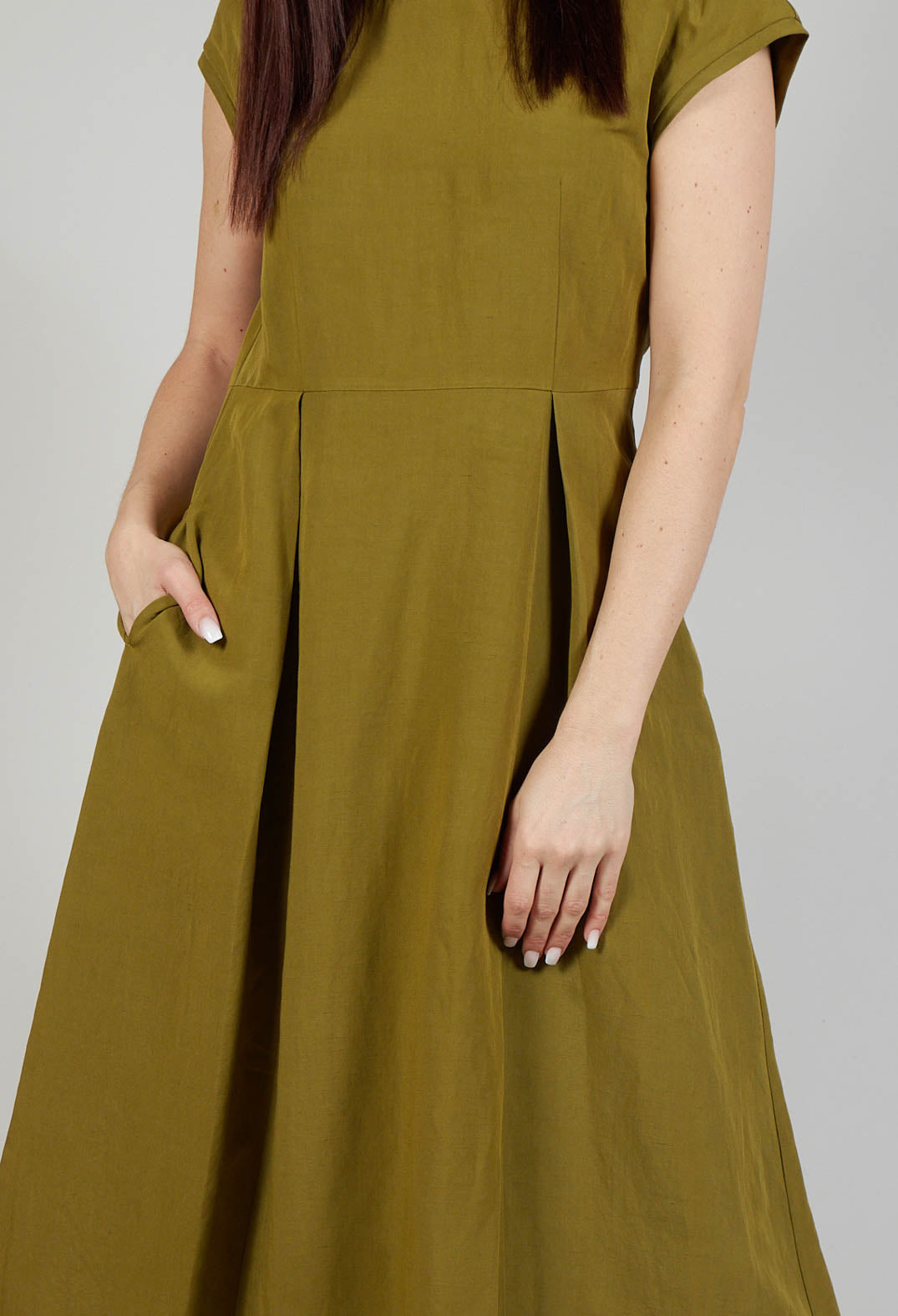 Pleated Dress in Avocado