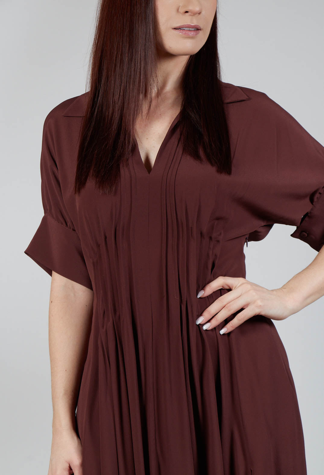 Pleated Dress in Cocoa