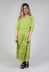 Pleated Dress in Lime with Green Lines