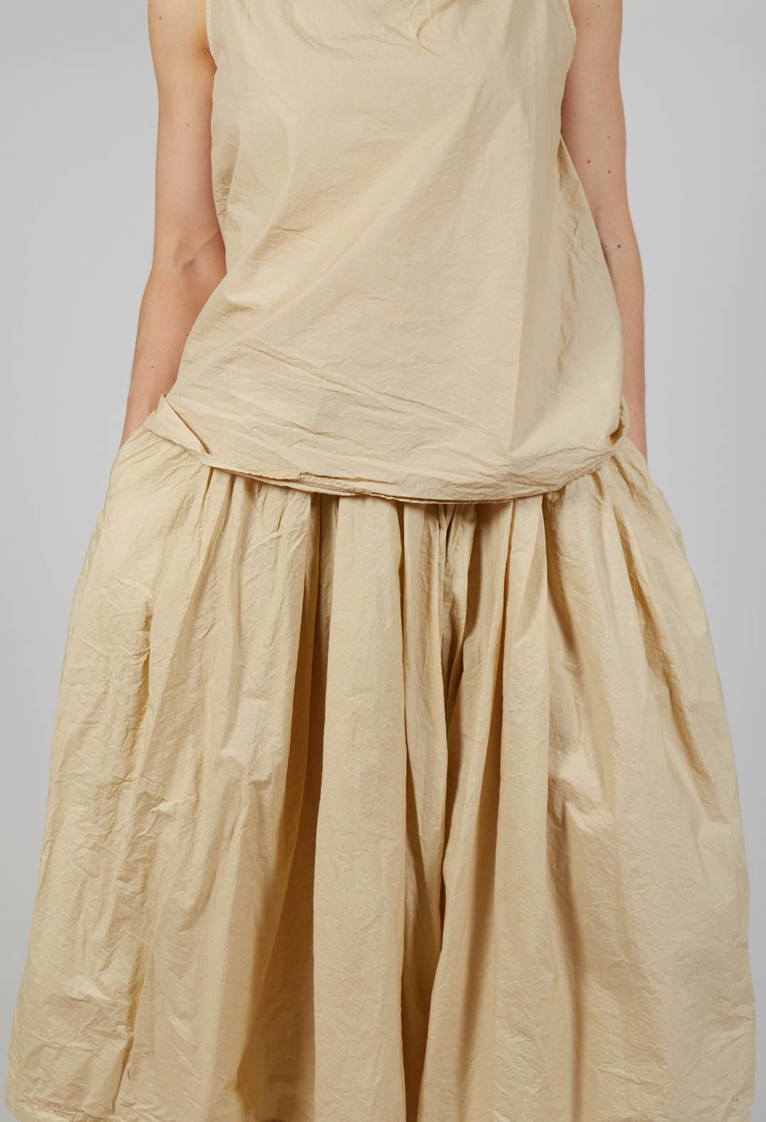Pleated Long Skirt TC in Cream