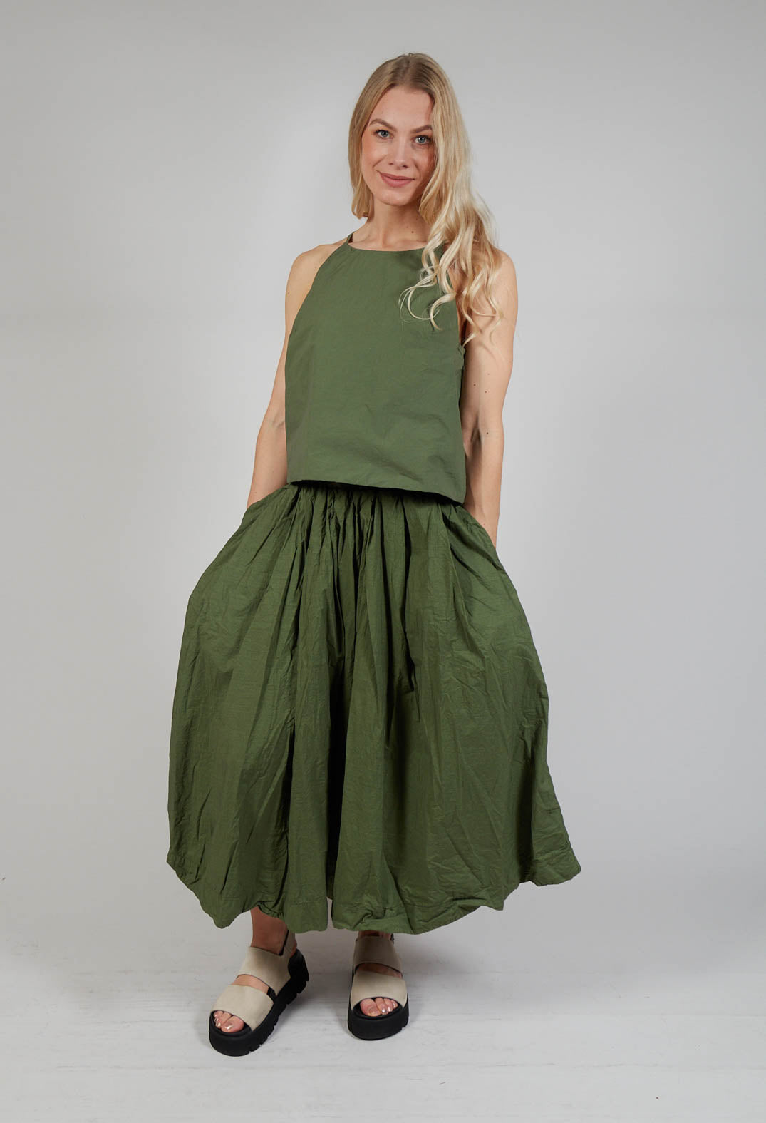 Pleated Long Skirt TC in Green