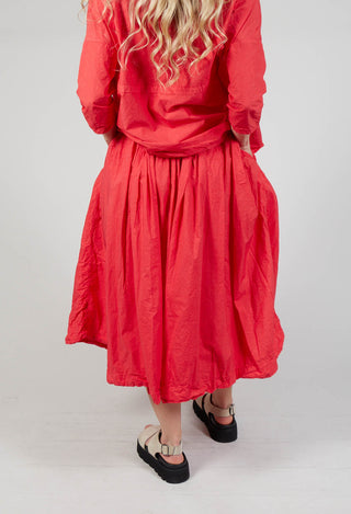 Pleated Long Skirt TC in Poppy Red