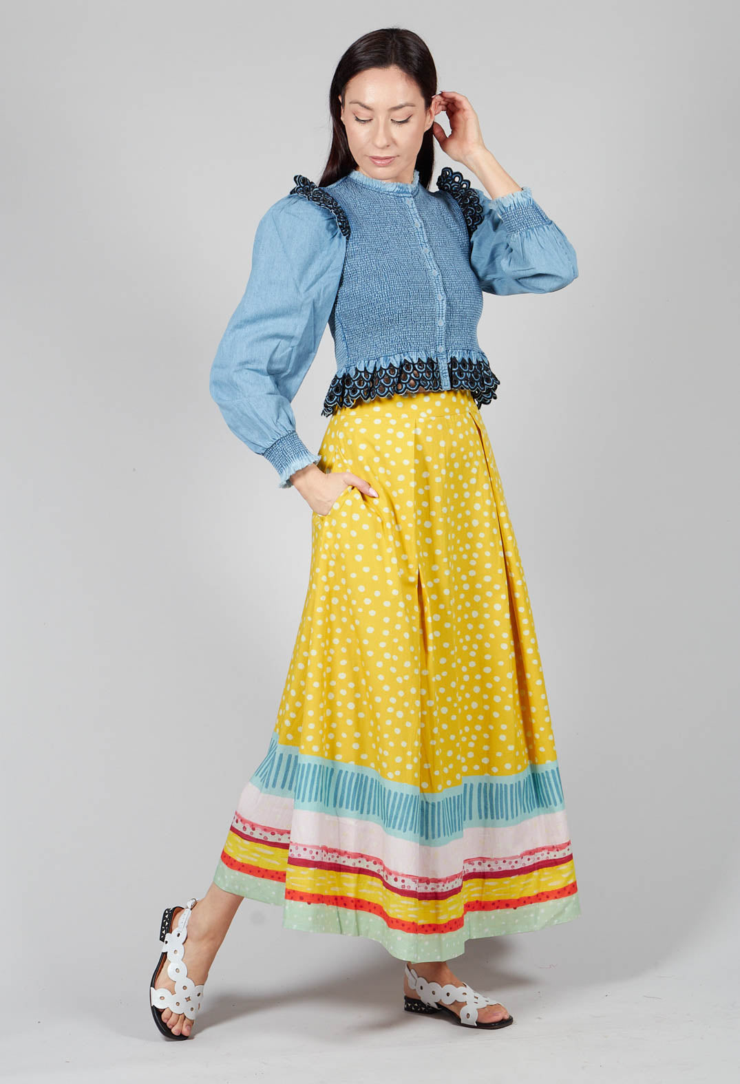 Pleated Maxi Skirt in Yellow