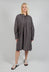 Pleated Neckline Shirt Dress in Grey