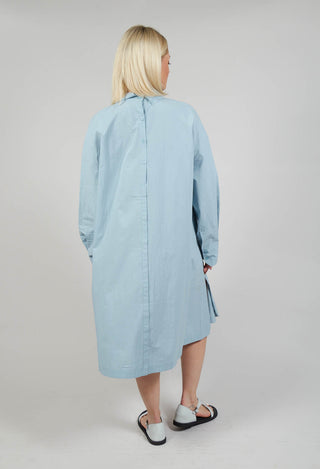 Pleated Neckline Shirt Dress in Blue