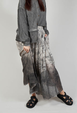 Pleated Ombre Skirt in Viscosa Seta and Cotone Degrade Gold