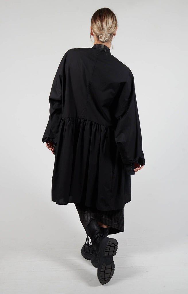 Pleated Shirt Dress in Black – Olivia May