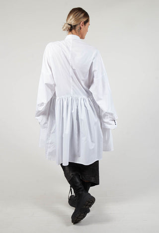 Pleated Shirt Dress in White