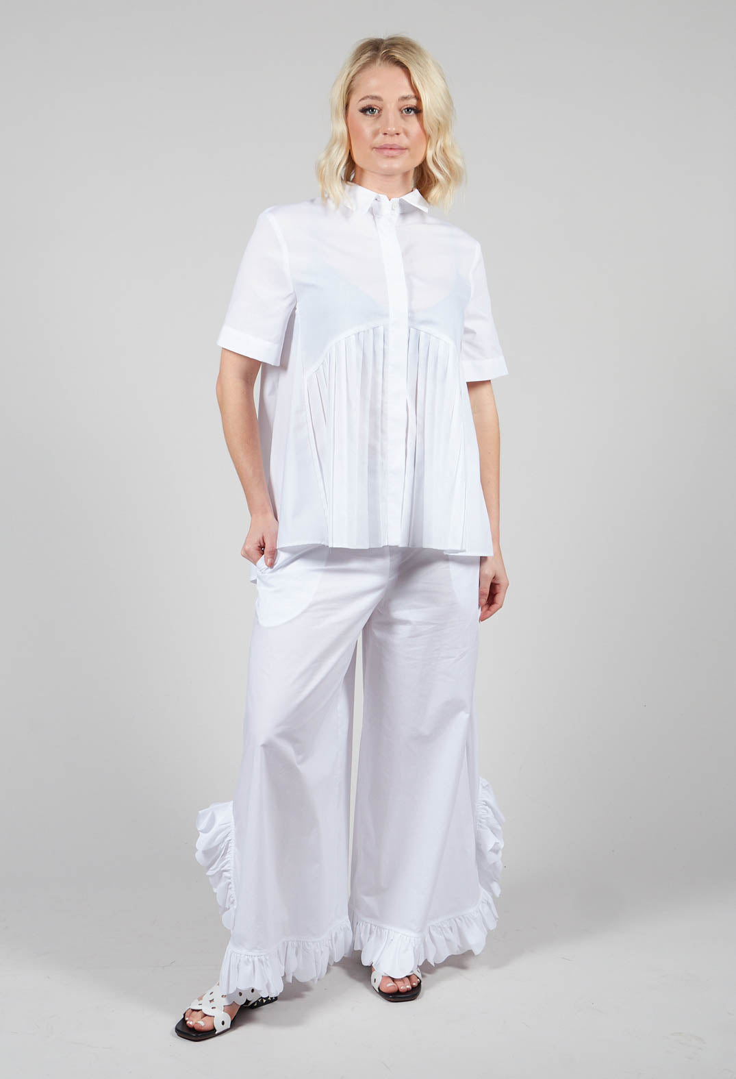 Pleated Shirt in White