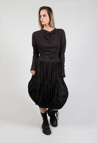 Pleated Skirt Dress in Espresso Print