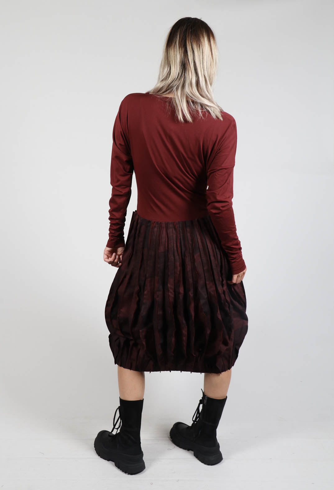 Pleated Skirt Dress in Rust Print