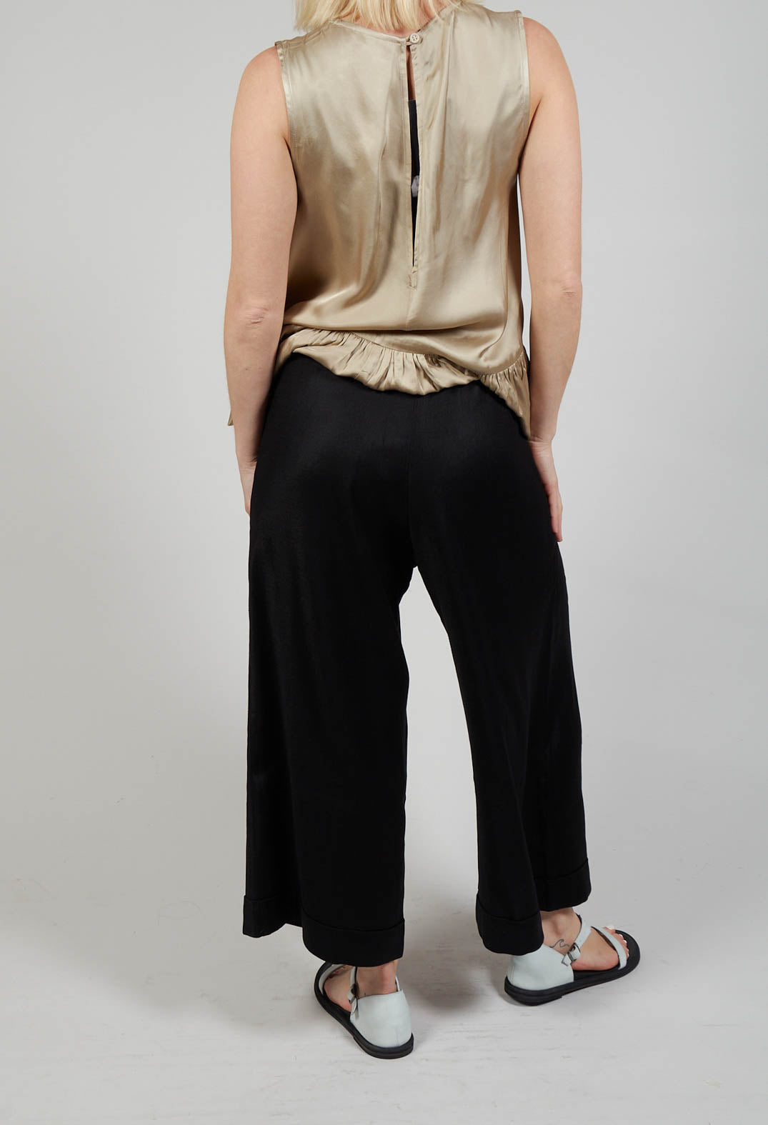 Pleated Wide Leg Trousers in Black