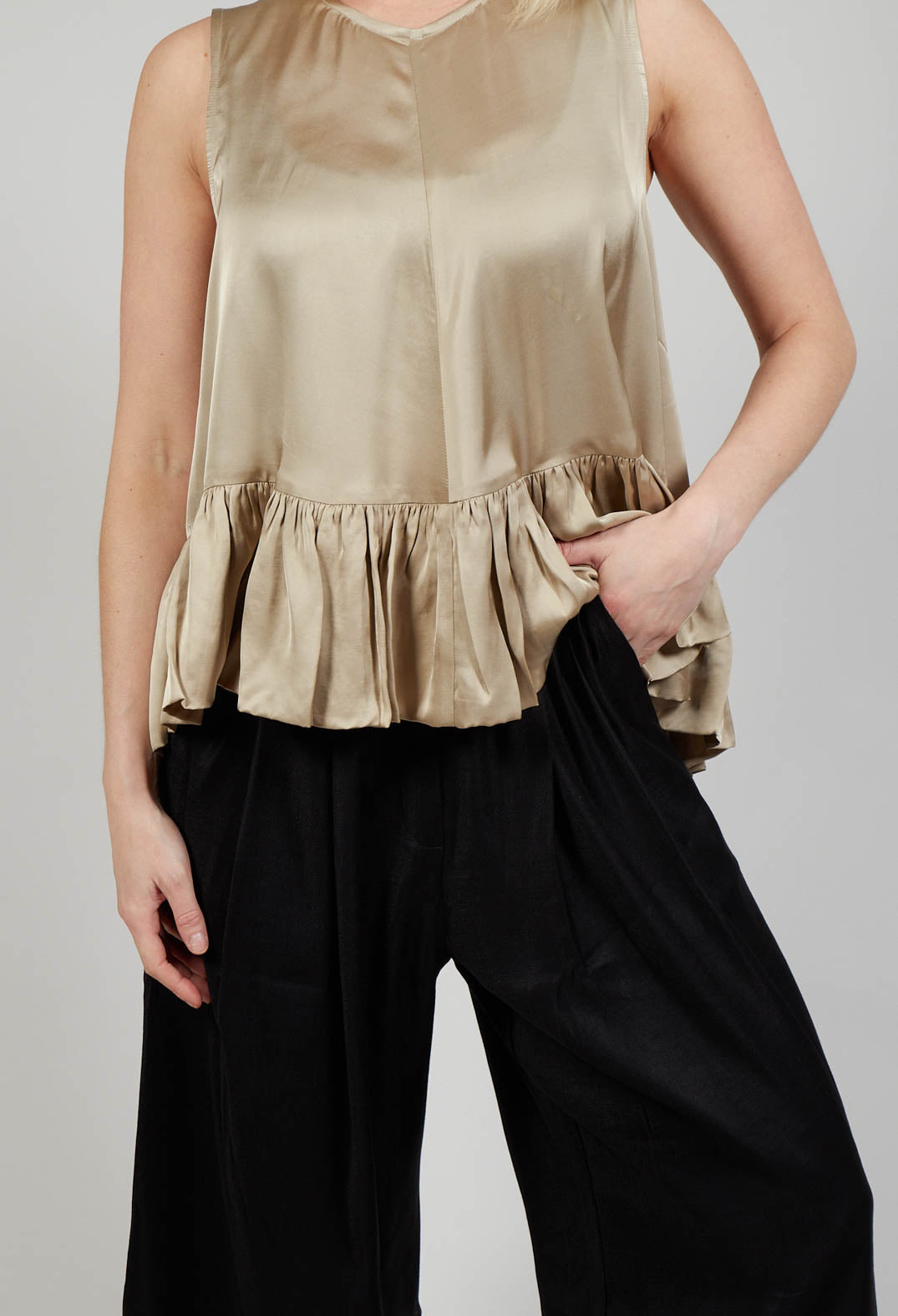 Pleated Wide Leg Trousers in Black