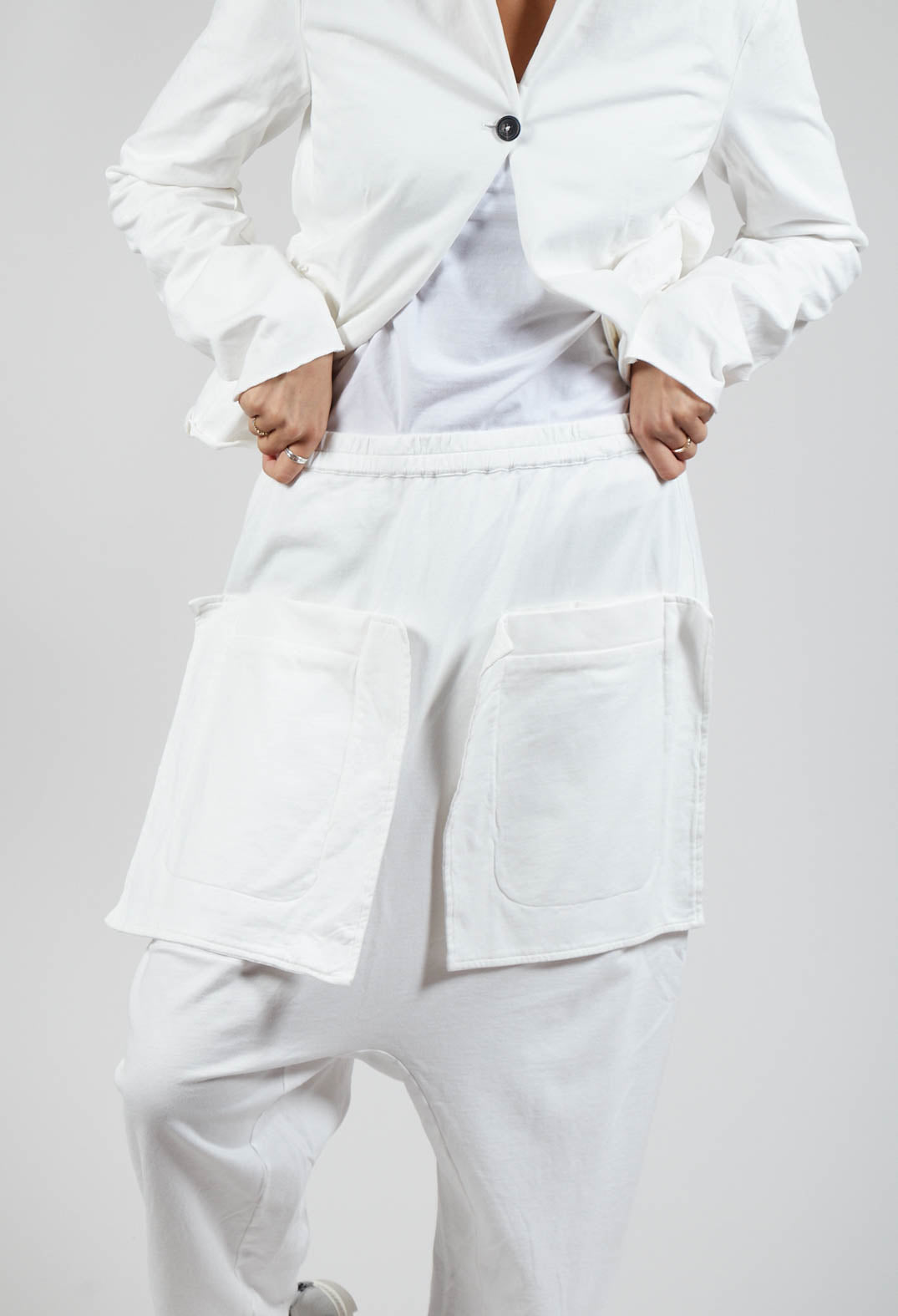 Pocket Drop-Crotch Pants in Starwhite