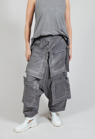 Pocket Drop-Crotch Trousers in C.Coal 70% Cloud