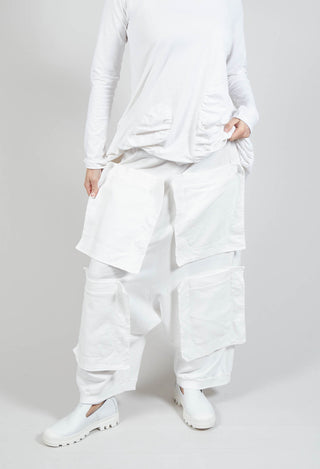 Pocket Drop-Crotch Trousers in Starwhite