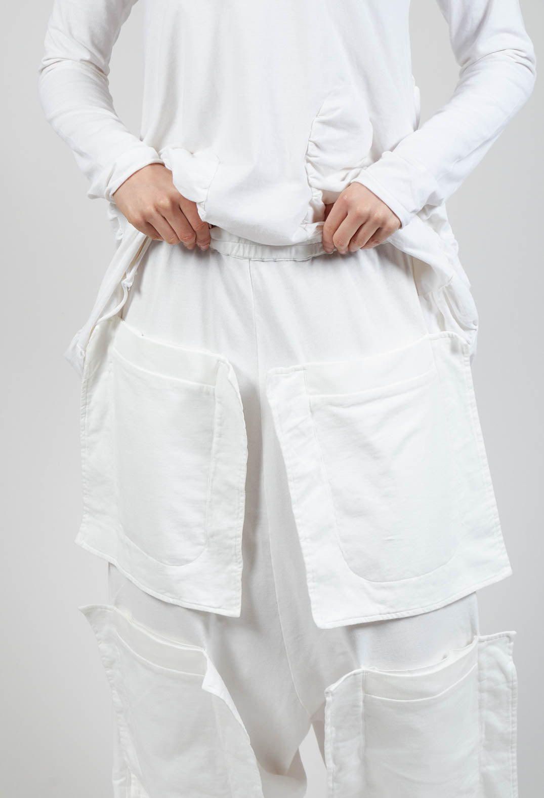 Pocket Drop-Crotch Trousers in Starwhite
