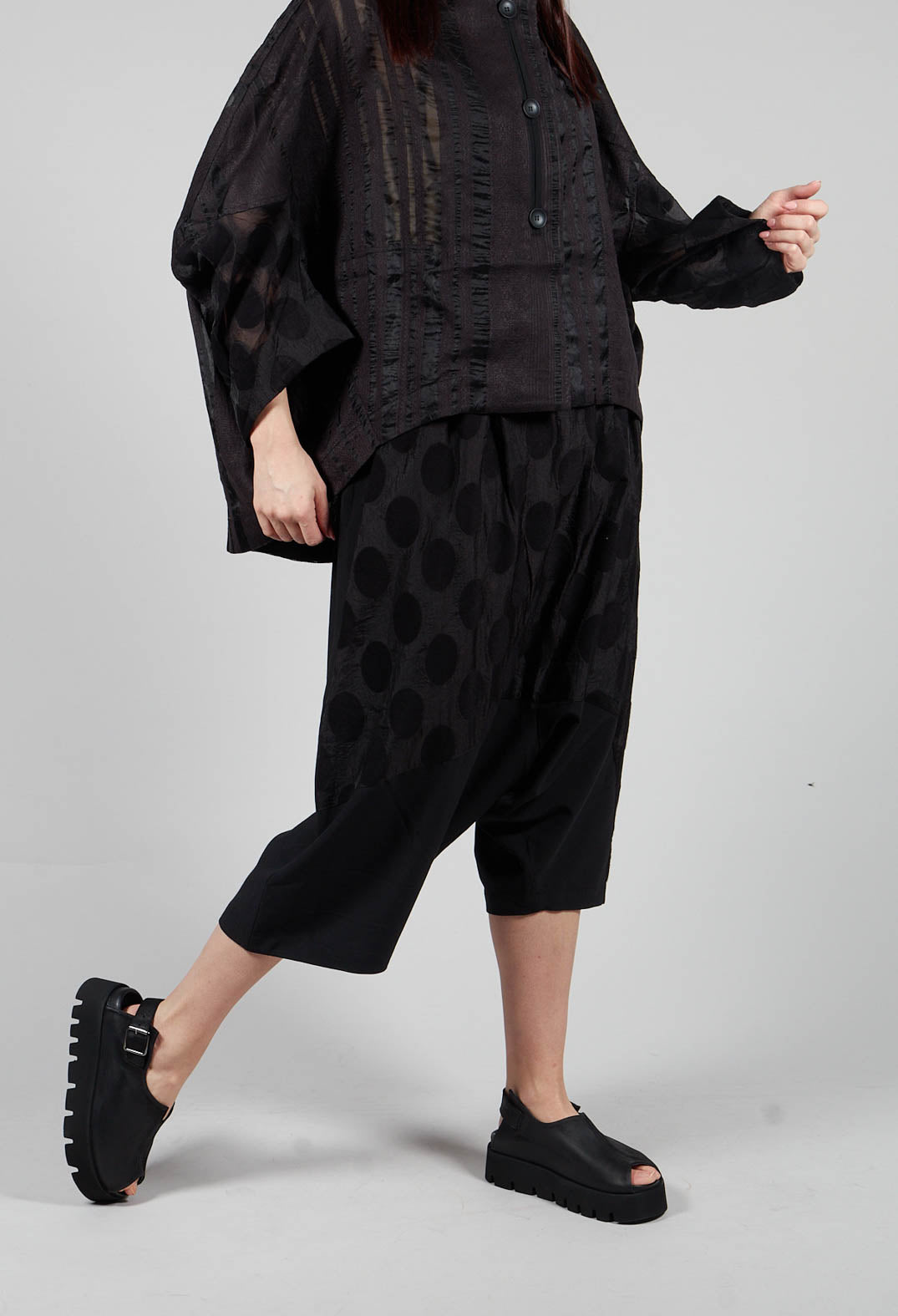 Polka Dot Print Trousers in Black