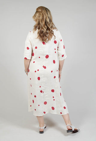 Polka Dot Smock Dress in Pois Rosso