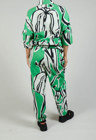 Print Patterned Trousers in Original Green