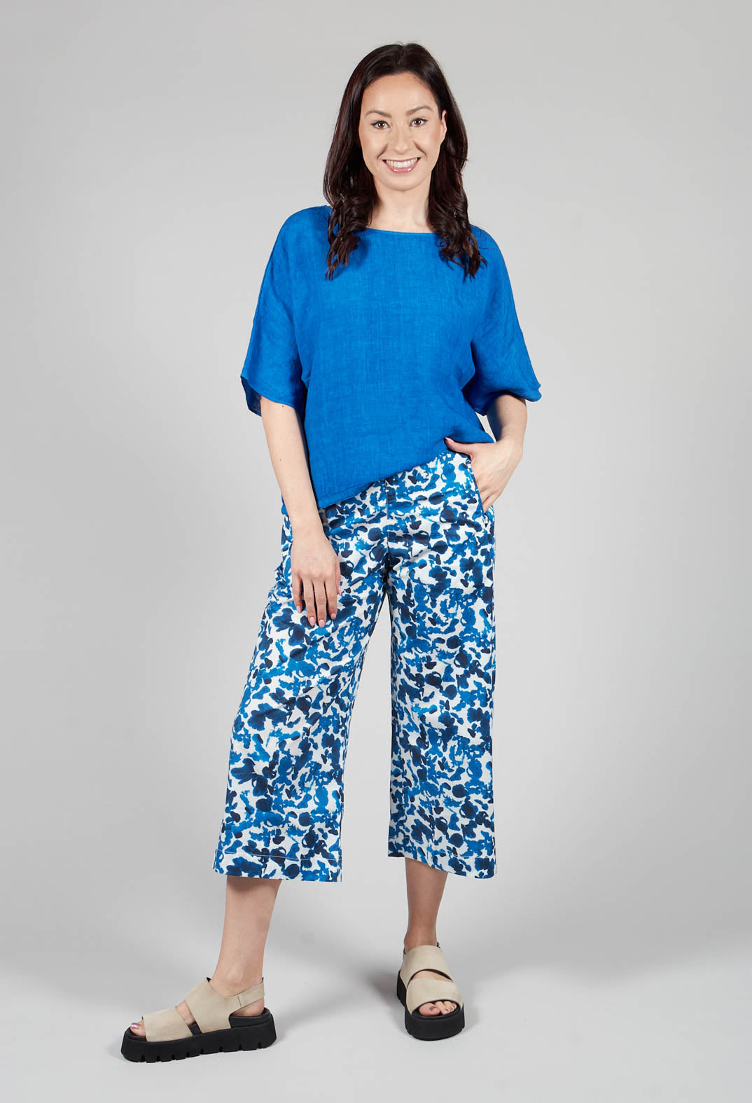 Printed Skara Pants in Saphir