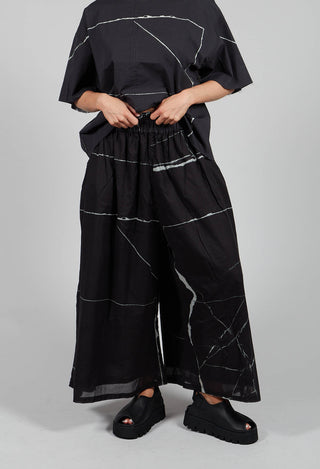 Printed Tanto Trousers in Off Black Banner