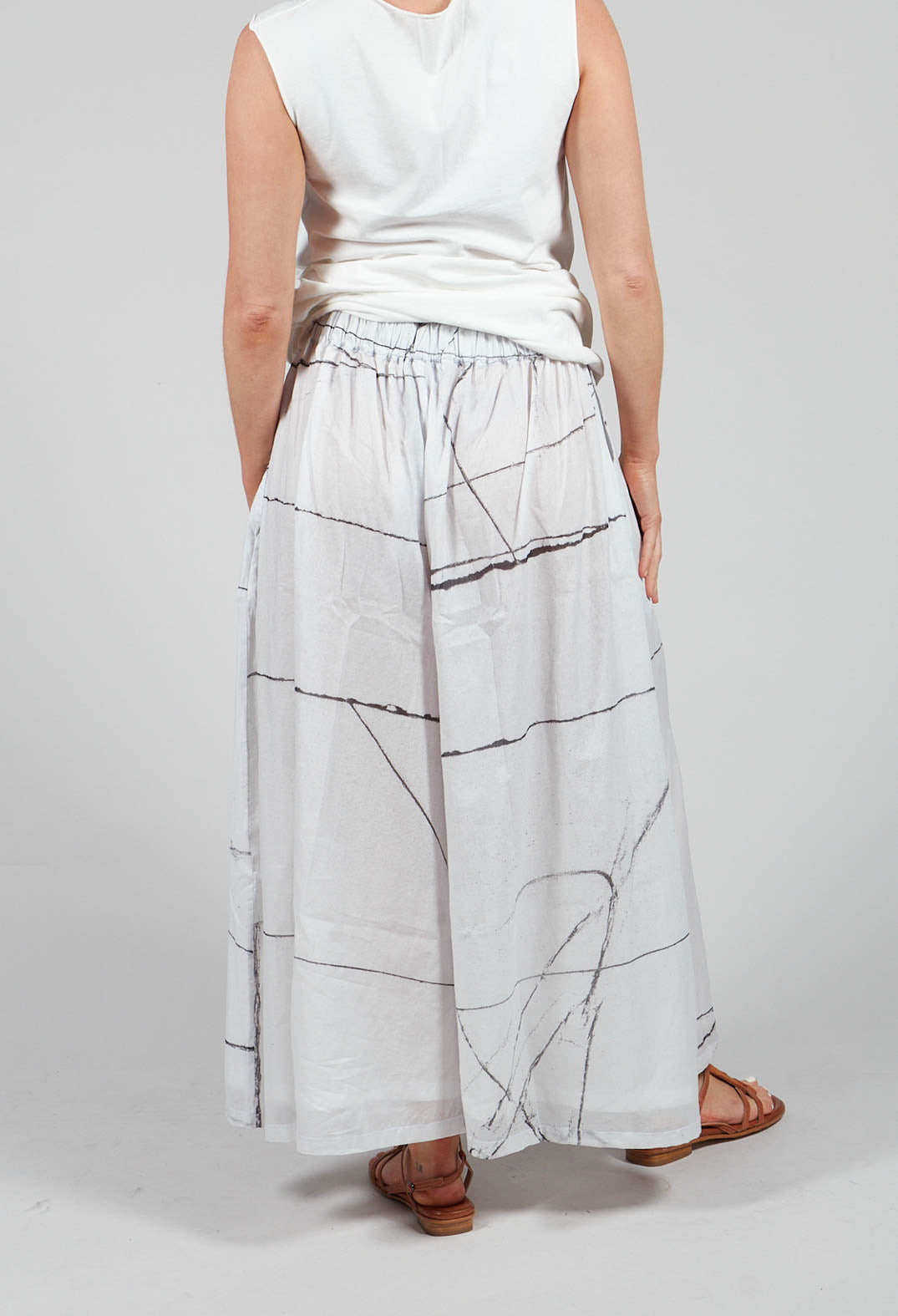 Printed Tanto Trousers in Off White Banner