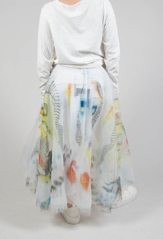 Printwork Tulle Skirt in Yellow