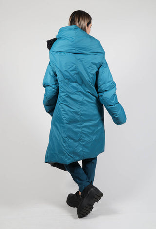 Puffer Coat with Asymmetric Hem in Ink