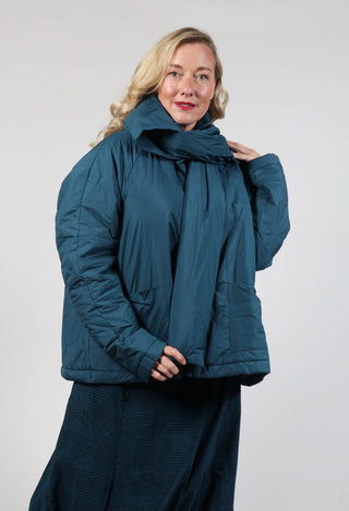 Puffer Jacket with Detatchable Scarf in Ink