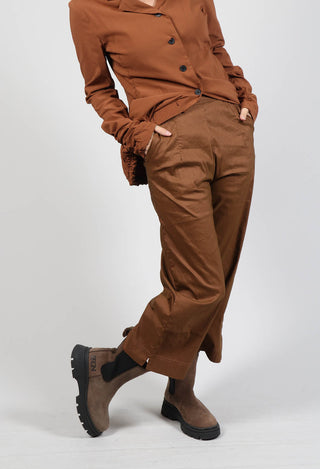 Pull On Ankle Cropped Trousers in Brick
