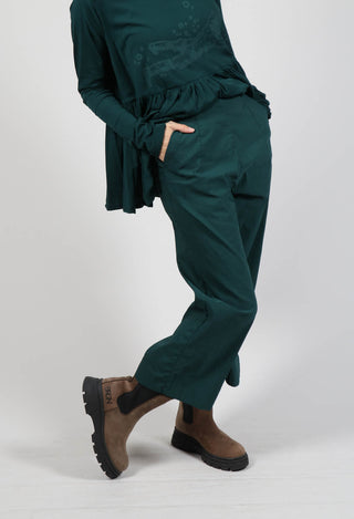 Pull On Ankle Cropped Trousers in Forest
