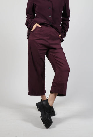 Pull On Ankle Cropped Trousers in Ruby