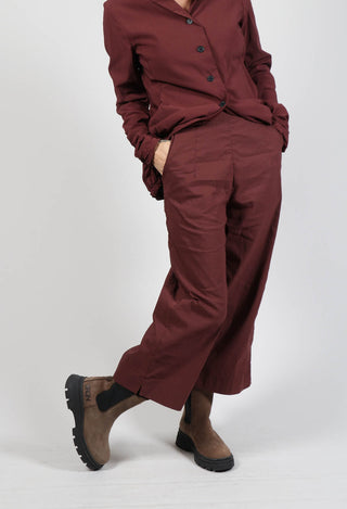 Pull On Ankle Cropped Trousers in Wood