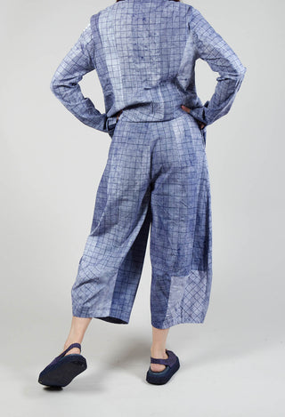 Pull On Balloon Style Trousers in Placed Azur Print