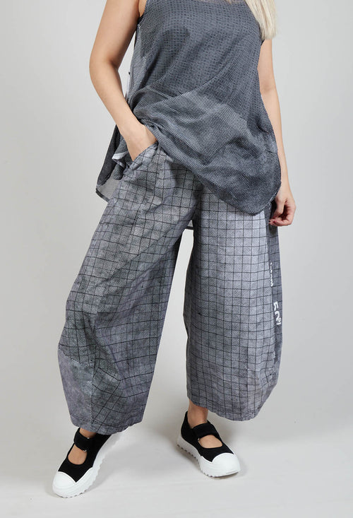 Pull On Balloon Style Trousers in Placed Black Print