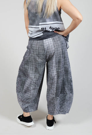 Pull On Balloon Style Trousers in Placed Black Print