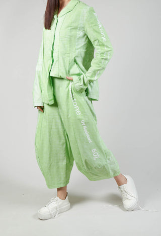 Pull On Balloon Style Trousers in Placed Lime Print