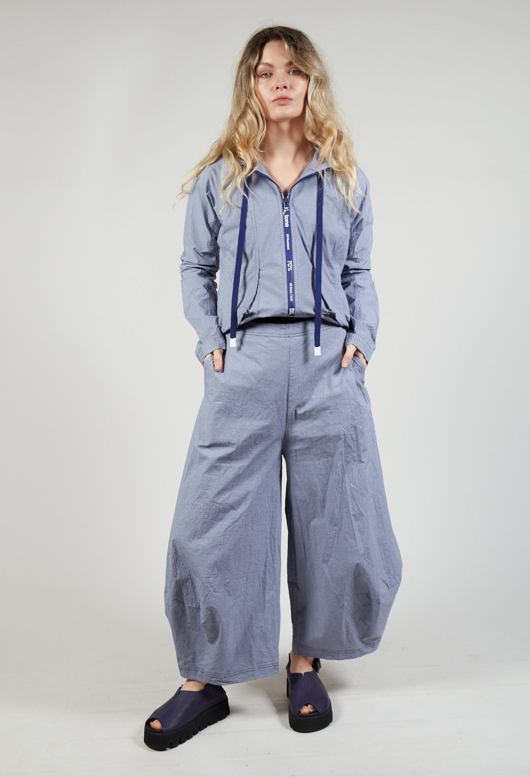 Pull On Balloon Trousers in Azur Check