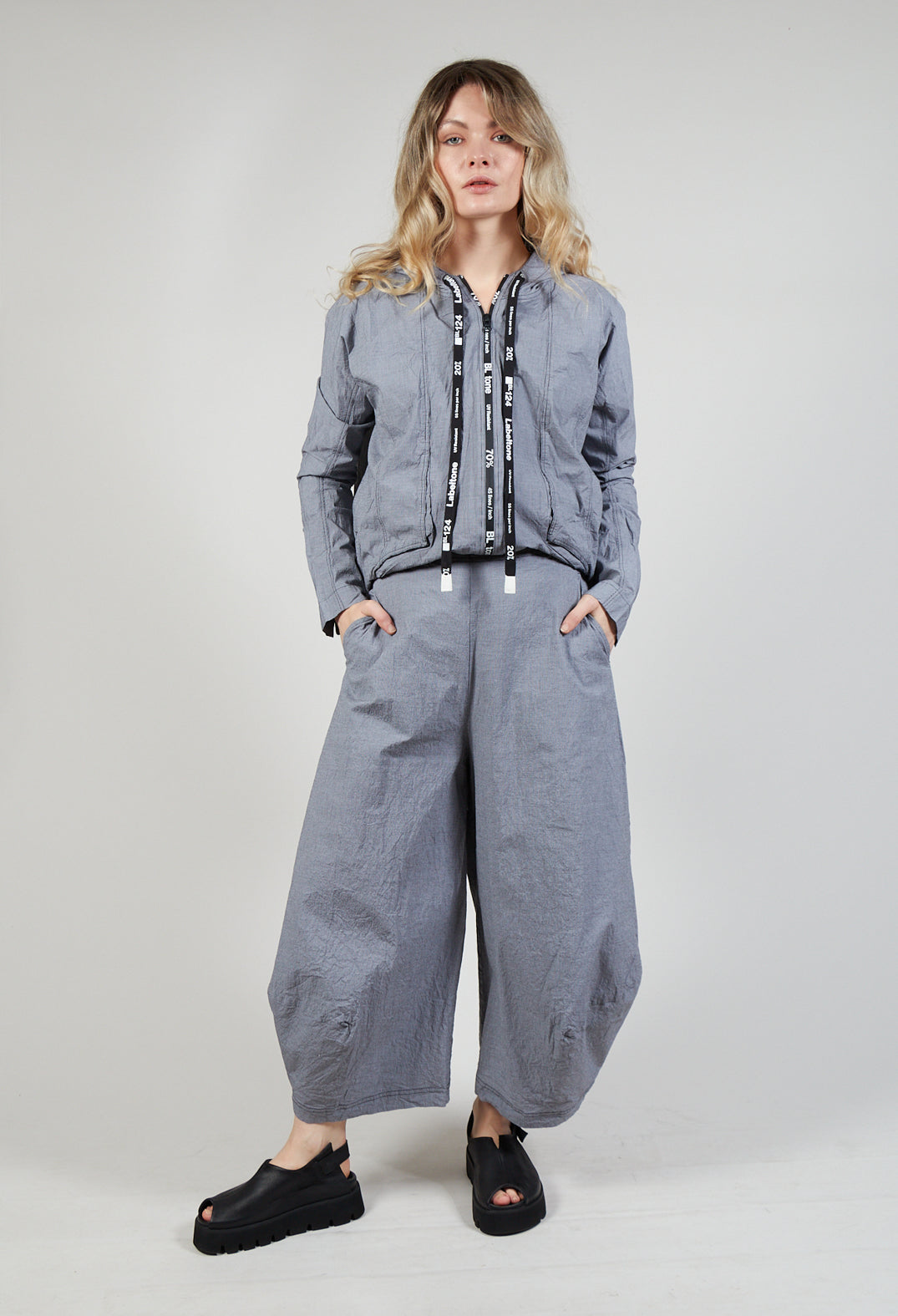 Pull On Balloon Trousers in Black Check