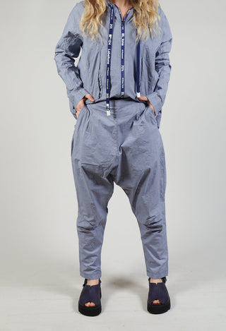 Pull On Drop Crotch Trousers in Azur Check