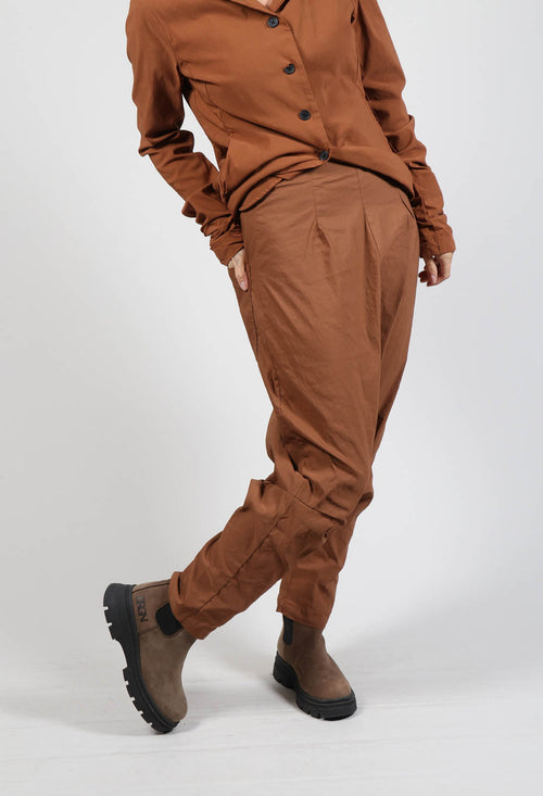 Pull On Drop Crotch Trousers in Brick