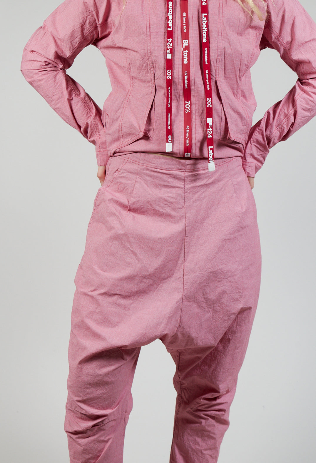Pull On Drop Crotch Trousers in Chili Check